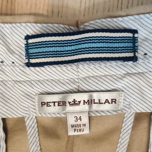 Peter Millar Raleigh Washed Twill Flat Front Golf Khaki Pant Chino 34x30 MC0B84